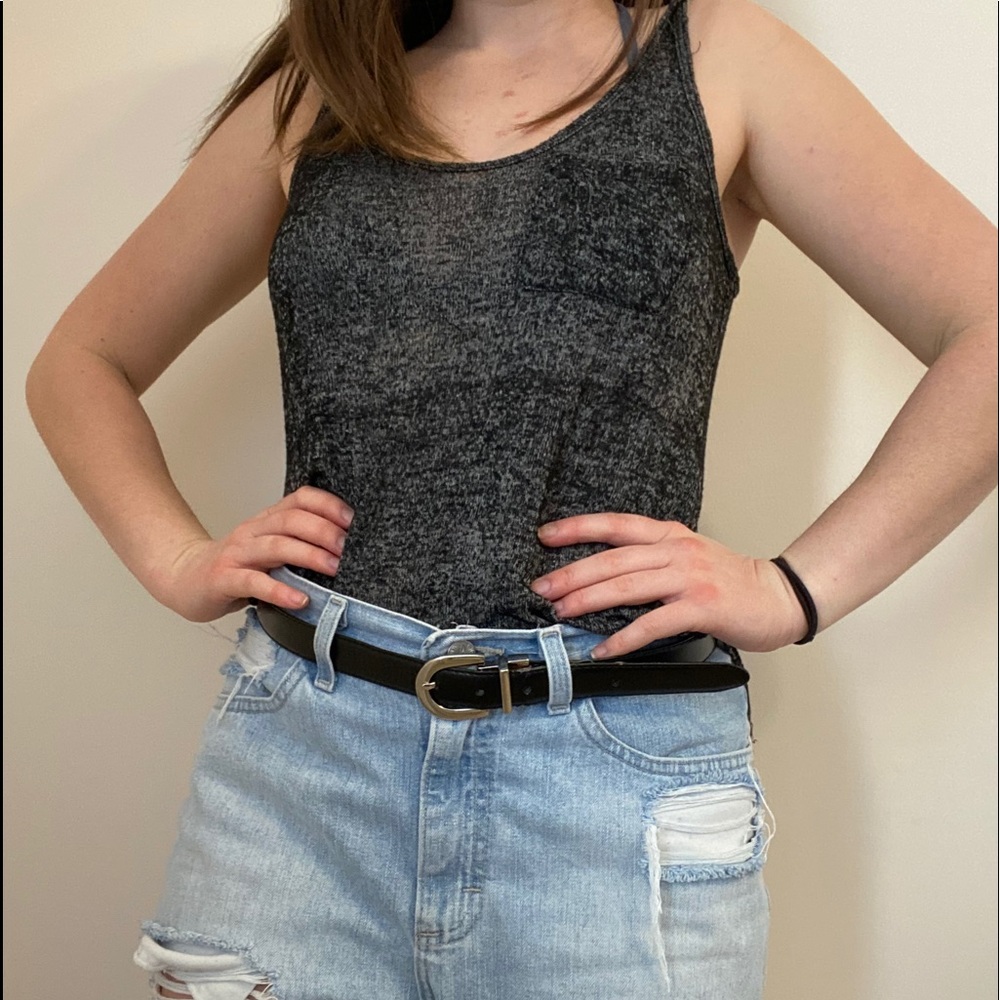 Basic Heathered Black Tank